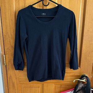 Three Dots Black Long Sleeve Women's Top